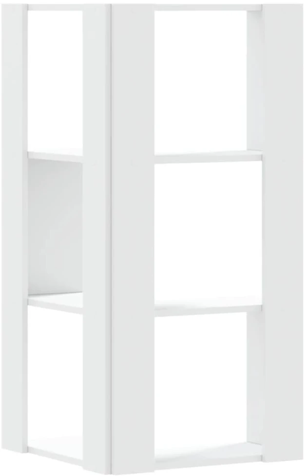 Kampinė spinta, 3 aukštų, baltos, 50x50x102cm, mediena