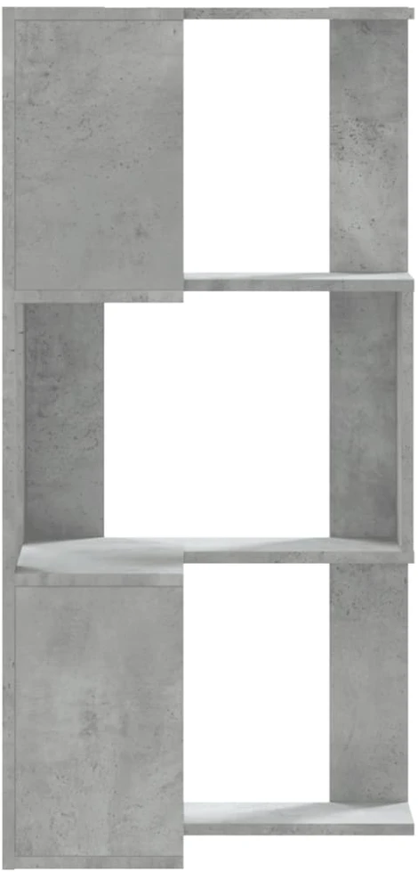 Kampinė spinta, 3 aukštų, betono pilkos, 50x50x102cm, mediena