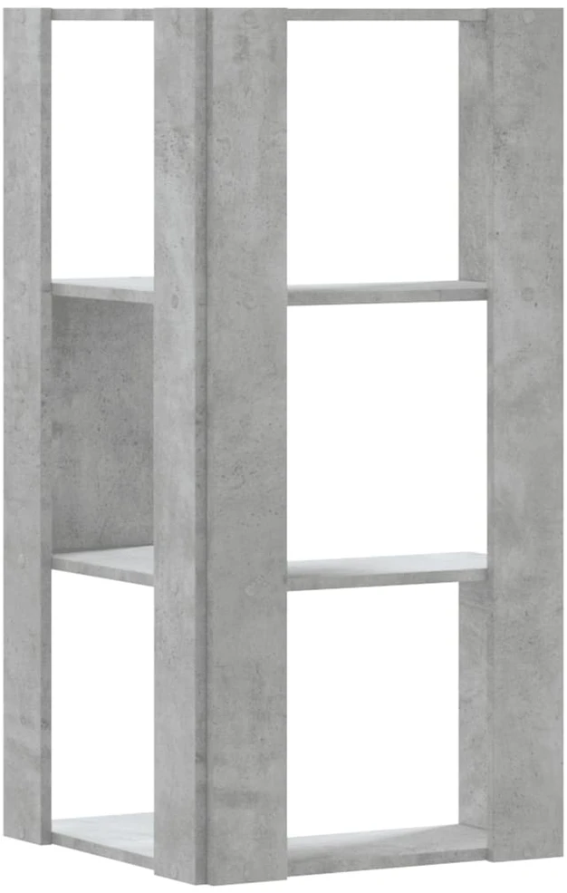 Kampinė spinta, 3 aukštų, betono pilkos, 50x50x102cm, mediena
