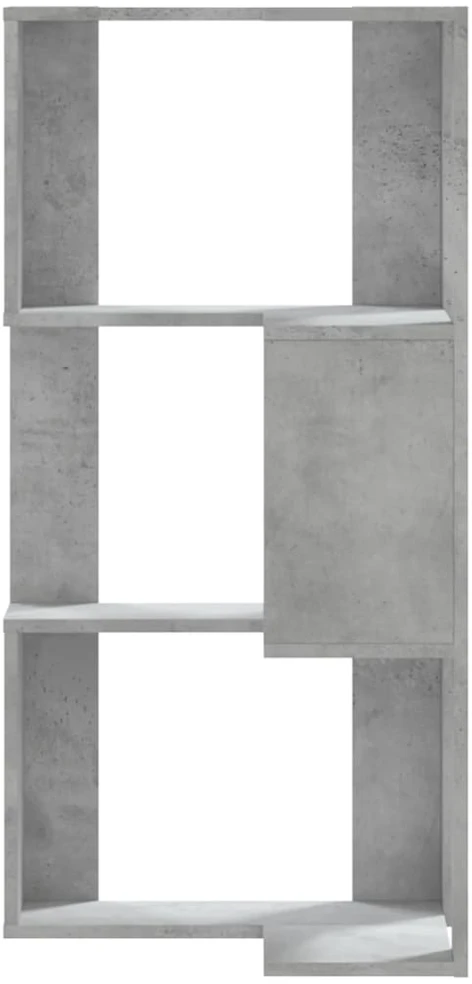 Kampinė spinta, 3 aukštų, betono pilkos, 50x50x102cm, mediena