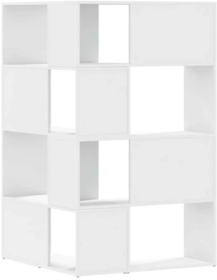 Kampinė spinta, 4 aukštų, baltos, 85x85x140cm, mediena