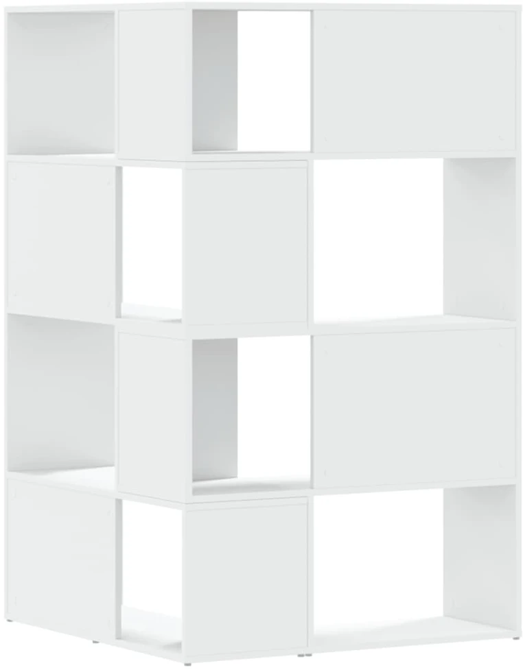 Kampinė spinta, 4 aukštų, baltos, 85x85x140cm, mediena