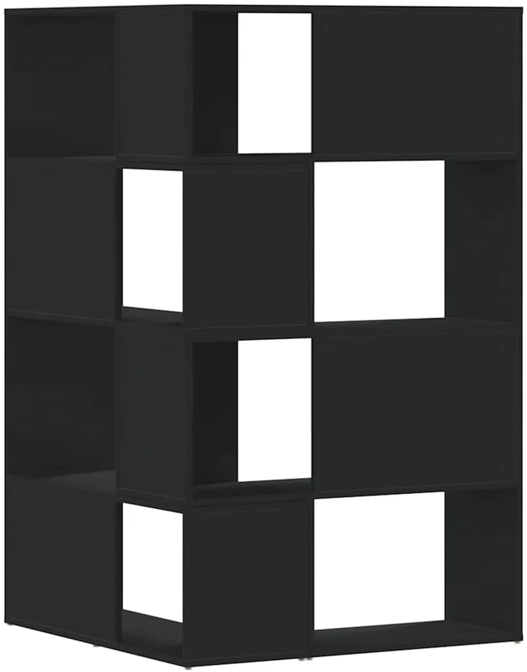Kampinė spinta, 4 aukštų, juodos, 85x85x140cm, mediena