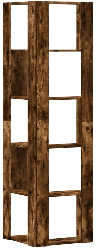 Kampinė spinta, 5 aukštų, dūminė ąžuolo, 50x50x179cm, mediena