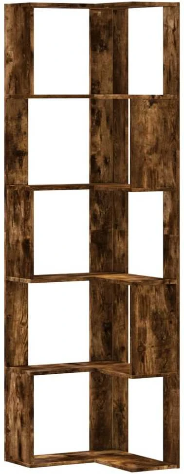 Kampinė spinta, 5 aukštų, dūminė ąžuolo, 50x50x179cm, mediena