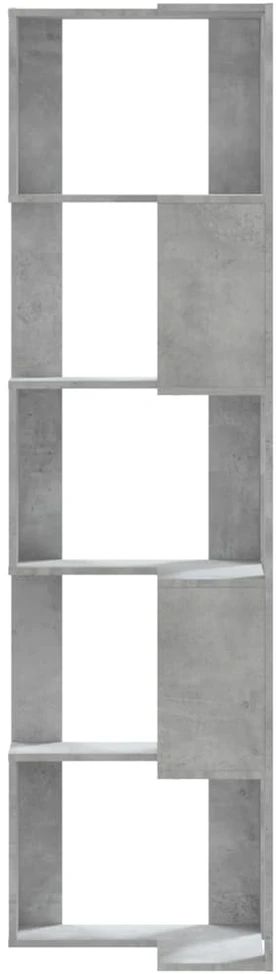 Kampinė spinta, 5 aukštų, pilkos betono, 50x50x179cm, mediena