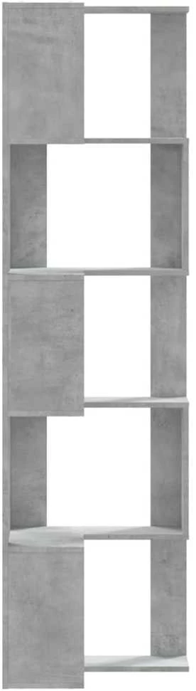 Kampinė spinta, 5 aukštų, pilkos betono, 50x50x179cm, mediena