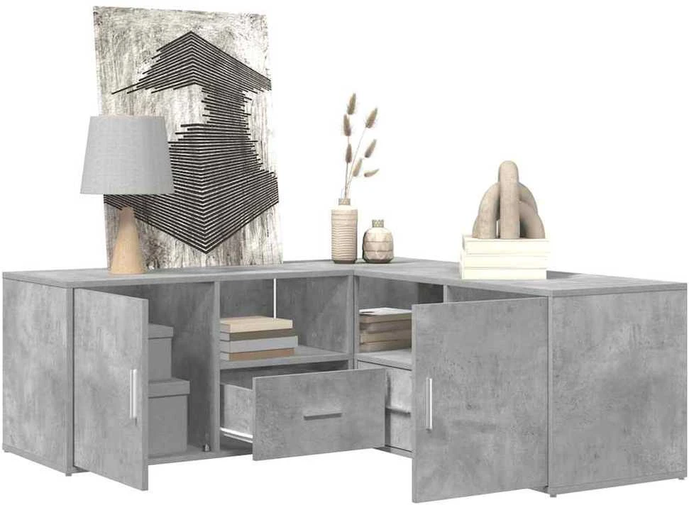 Kampinė spintelė, betono pilkos spalvos, 200x40x45cm, mediena