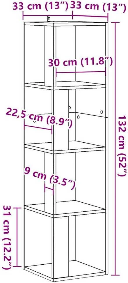 kampinė spintelė Old Wood 33x33x132 cm Engineered Wood