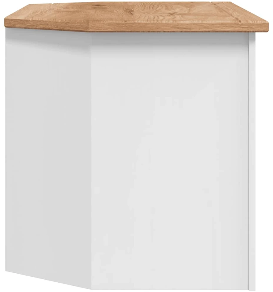 Kampinė TV spintelė Panama, balta, 93x49x49cm, pušies masyvas
