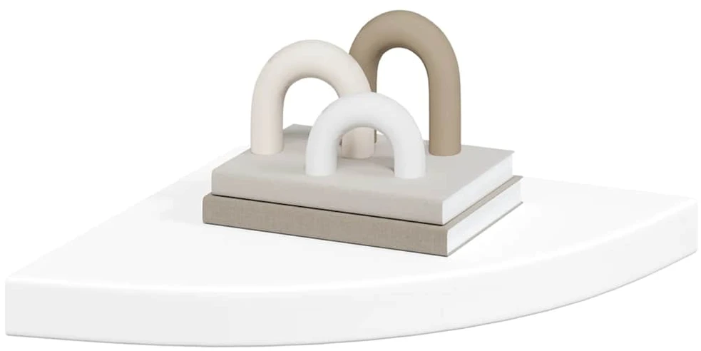 Pakabinamos kampinės lentynos, 2vnt., baltos, 35x35x3,8cm, MDF