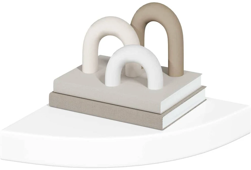 Pakabinamos kampinės lentynos, 2vnt., baltos, 25x25x3,8cm, MDF