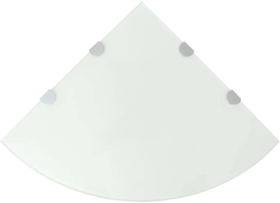 Kampinės lentynos, 2vnt., baltos, 45x45cm, stiklas