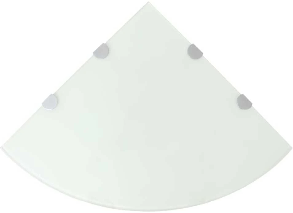 Kampinės lentynos, 2vnt., baltos, 45x45cm, stiklas