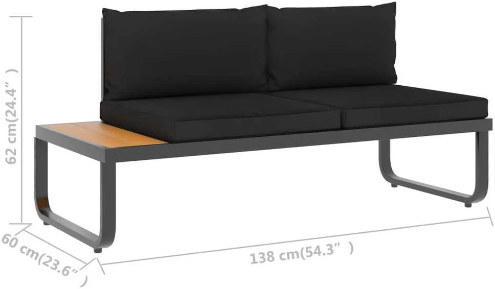 Kampinės sodo sofos komplektas, 4 dalių, aliuminis ir WPC