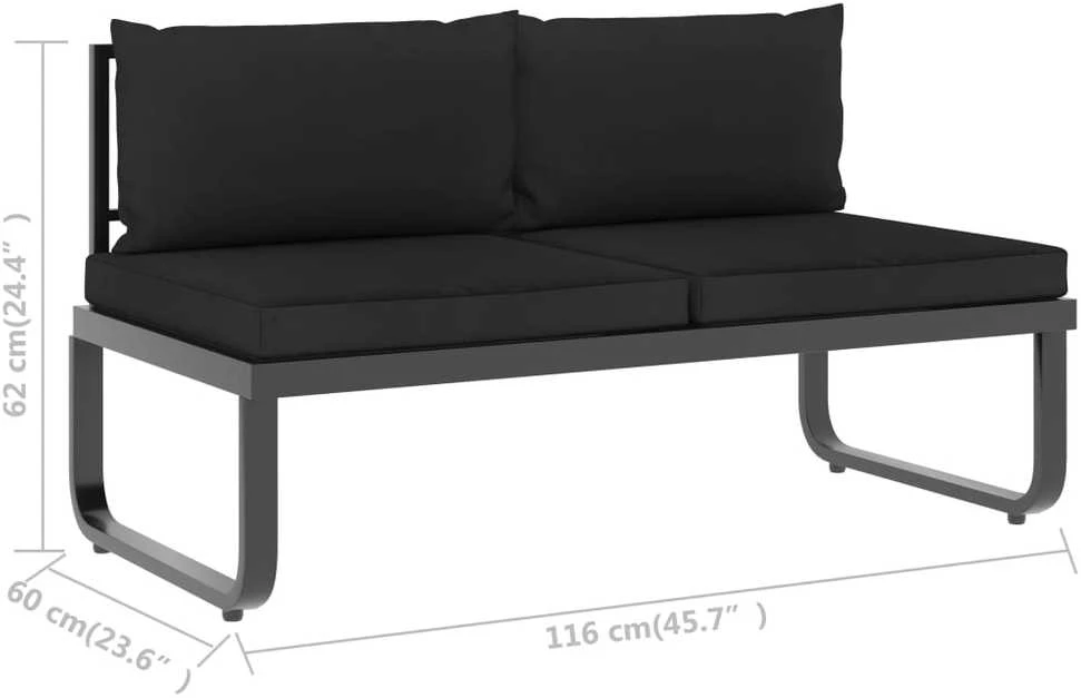 Kampinės sodo sofos komplektas, 4 dalių, aliuminis ir WPC