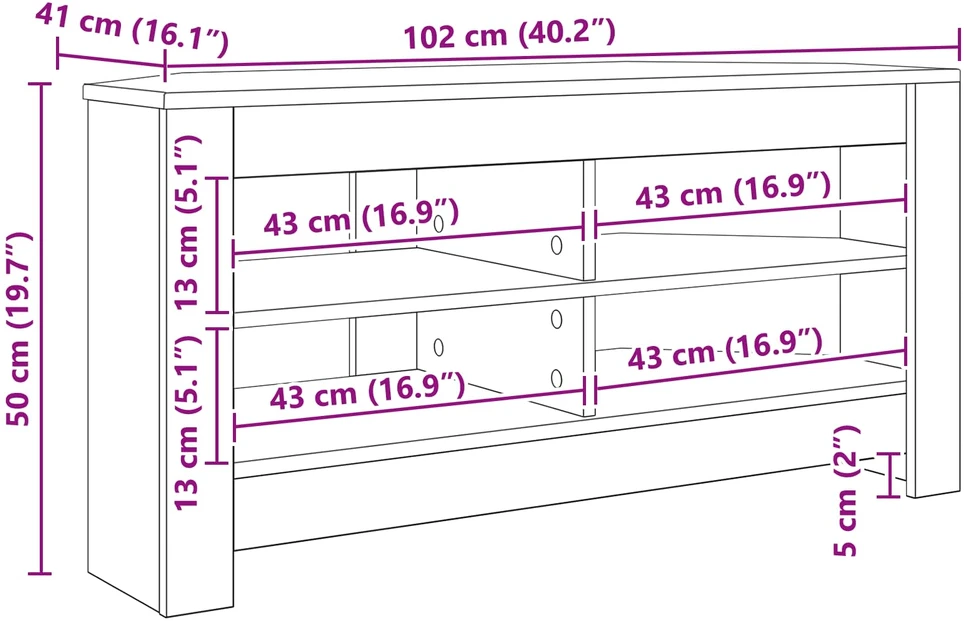 TV staliukas KampinėTVspintelė 102 x 40,5 x 45 cm Senovinis medis
