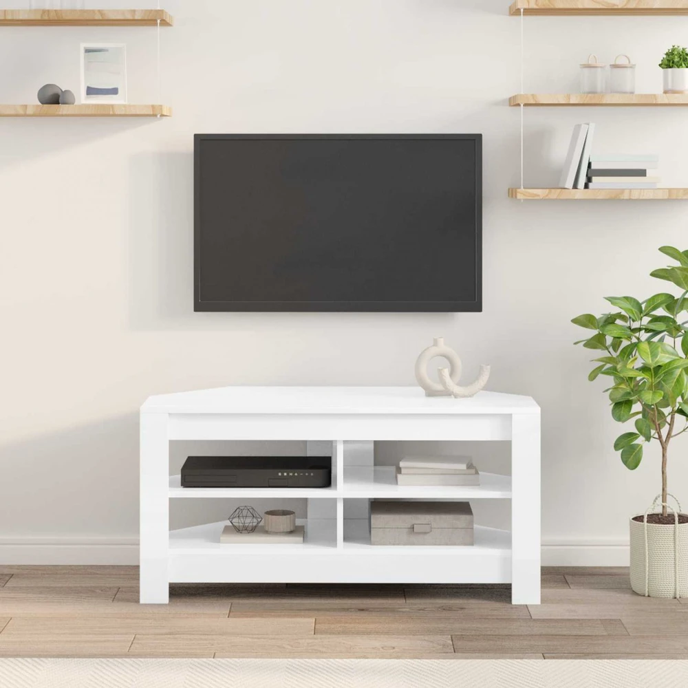 TV staliukas KampinėTVspintelė 102 x 40,5 x 45 cm Aukšto blizgesio balta