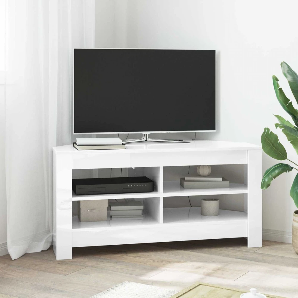TV staliukas KampinėTVspintelė 102 x 40,5 x 45 cm Aukšto blizgesio balta