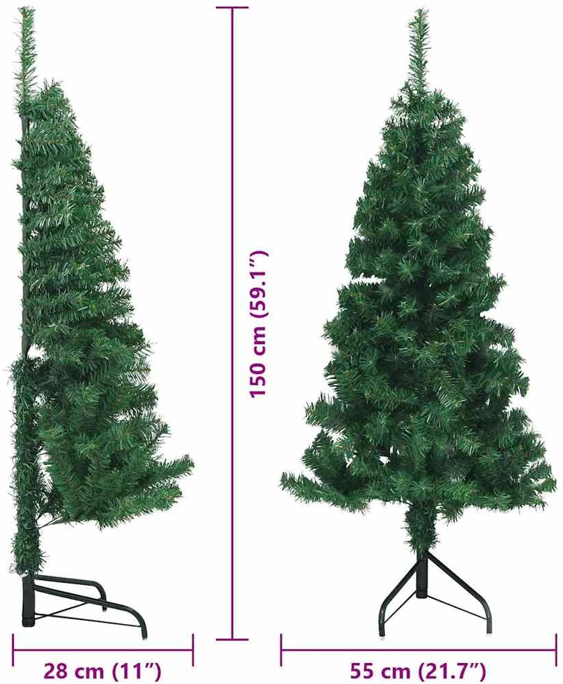 Kampinis dirbtinis Kalėdų medis Žalia 150 cm PVC ir metalas