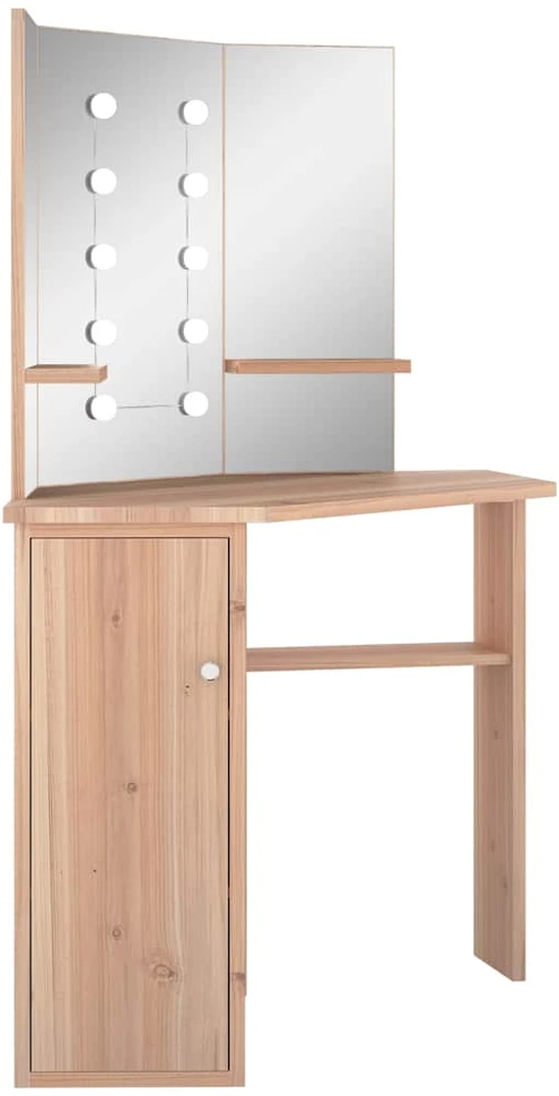 Kampinis kosmetinis staliukas su LED, ąžuolo, 111x54x141,5cm