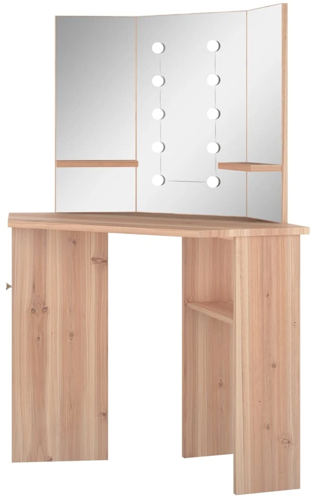 Kampinis kosmetinis staliukas su LED, ąžuolo, 111x54x141,5cm