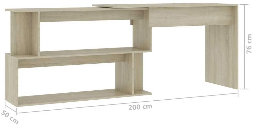 Kampinis rašomasis stalas, ąžuolo, 200x50x76cm, mediena