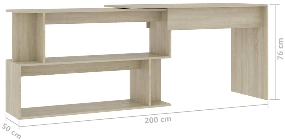 Kampinis rašomasis stalas, ąžuolo, 200x50x76cm, mediena