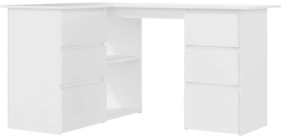 Kampinis rašomasis stalas, baltas, 145x100x76cm, mediena