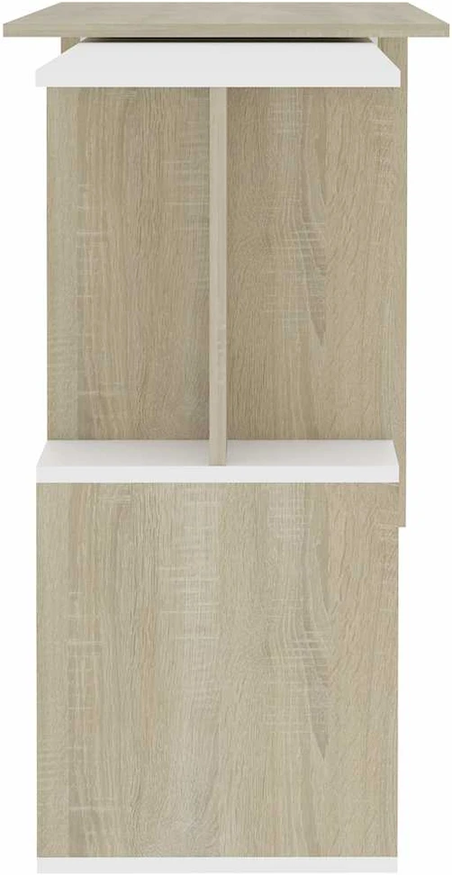 Kampinis rašomasis stalas, baltas/ąžuolo, 200x50x76cm, mediena