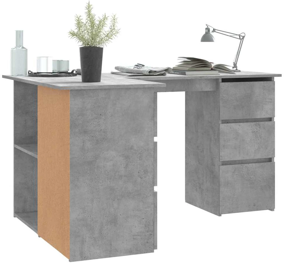 Kampinis rašomasis stalas, betono, 145x100x76cm, mediena