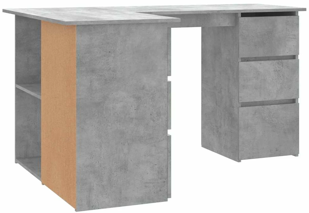 Kampinis rašomasis stalas, betono, 145x100x76cm, mediena