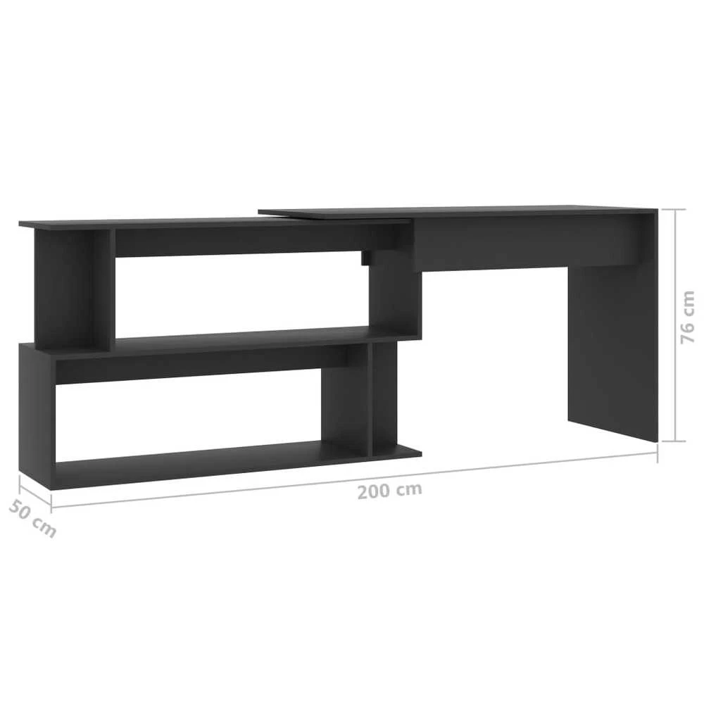 Kampinis rašomasis stalas, pilkas, 200x50x76cm, MDP