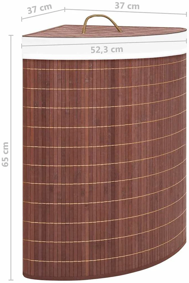 Kampinis skalbinių krepšys, rudos spalvos, bambukas, 60l