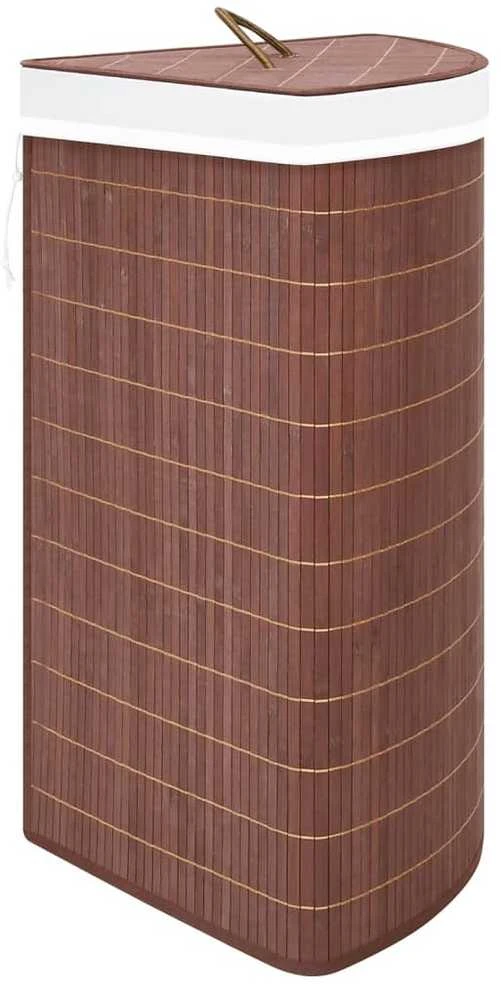 Kampinis skalbinių krepšys, rudos spalvos, bambukas, 60l