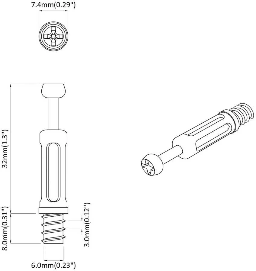 Kamščio varžtas 12 vnt. Sidabrinė ir juoda M6 x 40 mm Metalas