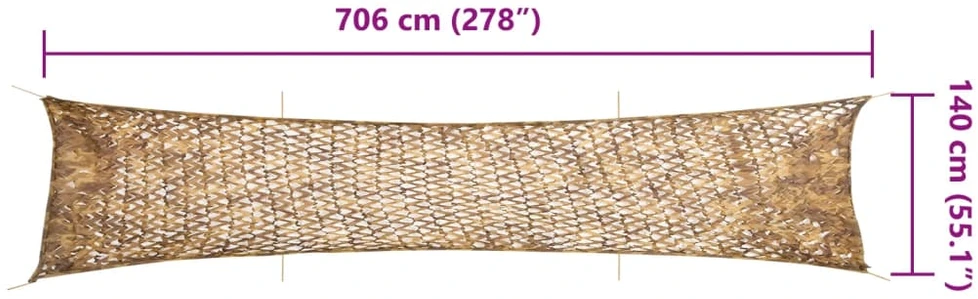 Kamufliažinis tinklas su krepšiu, smėlio spalvos, 706x140cm