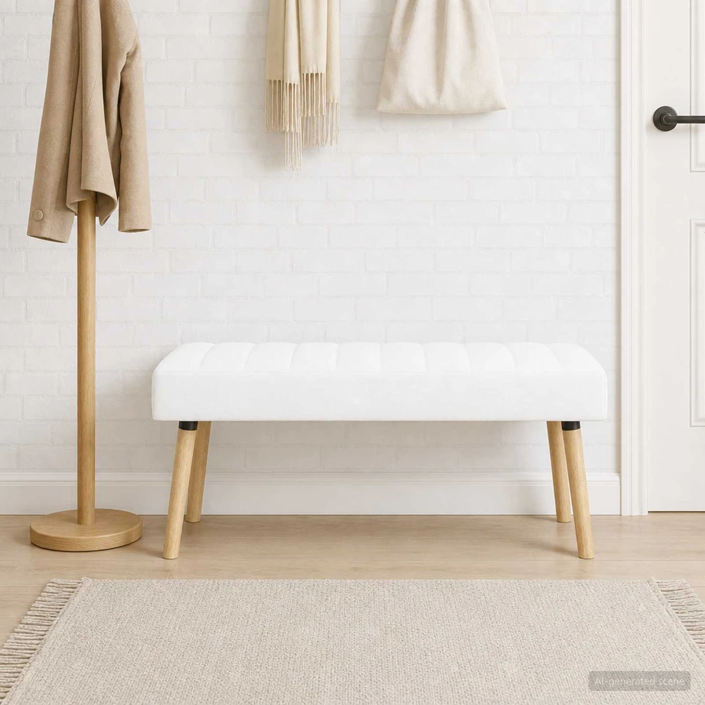 Kanalo paminkštintas suolas Balta 110 x 40 x 46 cm Audinys