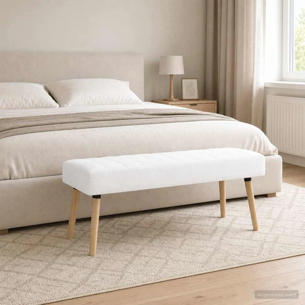Kanalo paminkštintas suolas Balta 110 x 40 x 46 cm Audinys