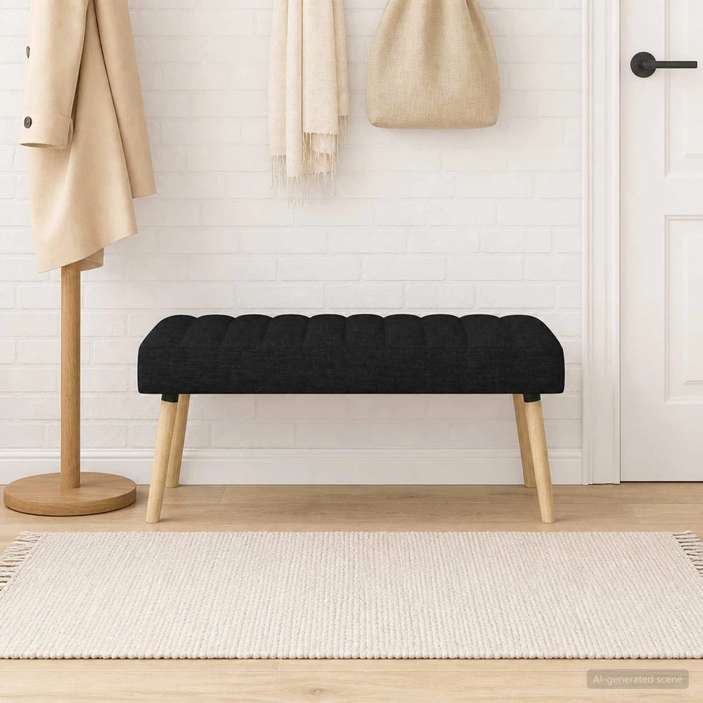 Kanalo paminkštintas suolas Juoda 110 x 40 x 46 cm Audinys