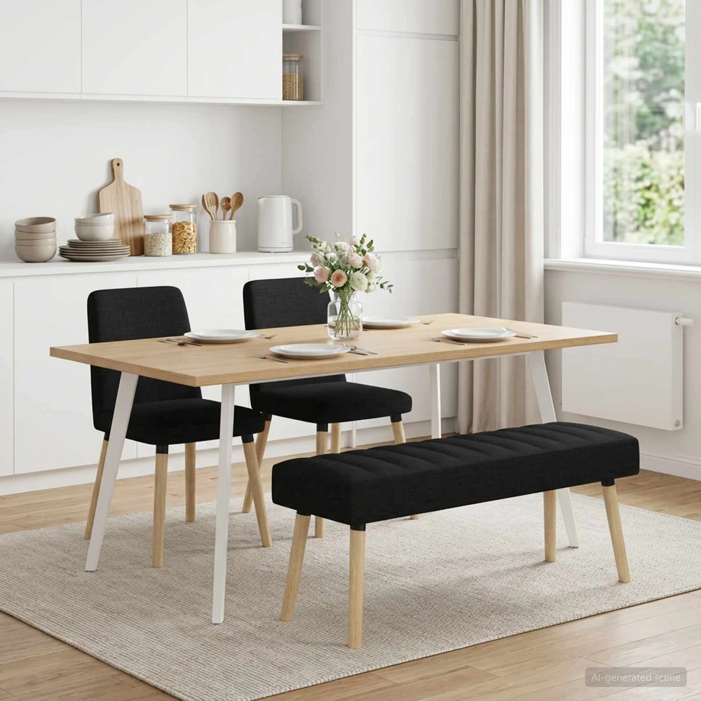 Kanalo paminkštintas suolas Juoda 110 x 40 x 46 cm Audinys