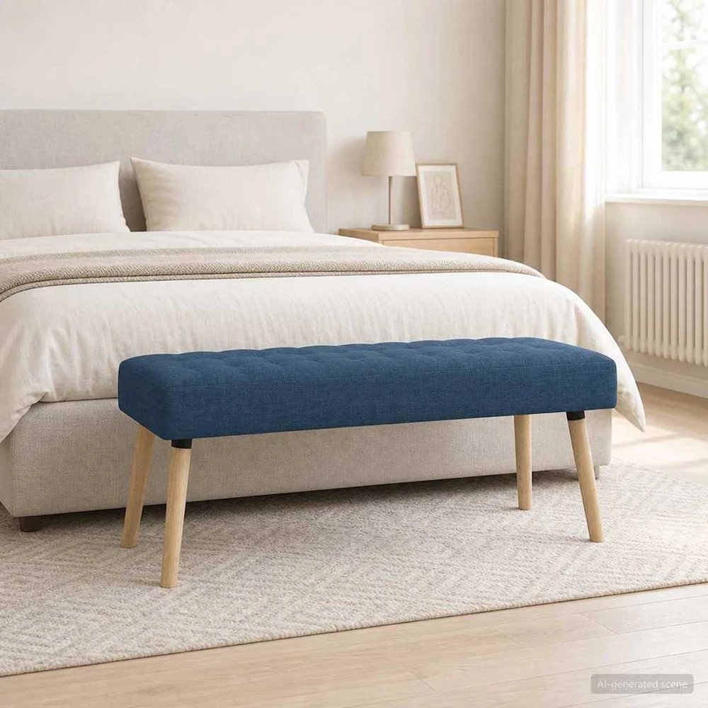 Kanalo paminkštintas suolas Mėlyna 110 x 40 x 46 cm Audinys