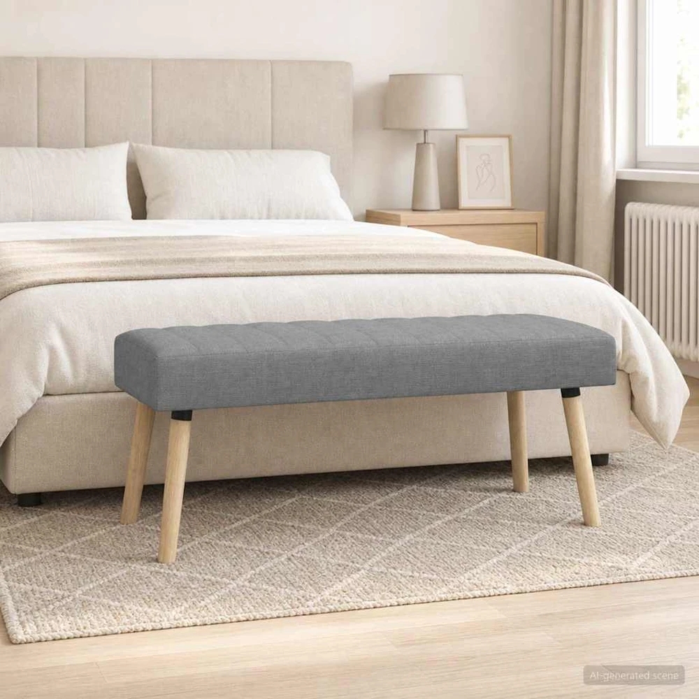 Kanalo paminkštintas suolas Šviesiai pilka 110 x 40 x 46 cm