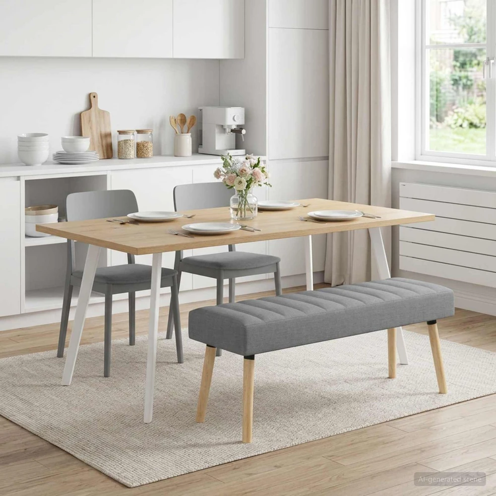 Kanalo paminkštintas suolas Šviesiai pilka 110 x 40 x 46 cm