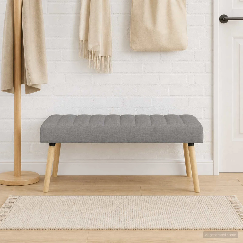 Kanalo paminkštintas suolas Šviesiai pilka 110 x 40 x 46 cm