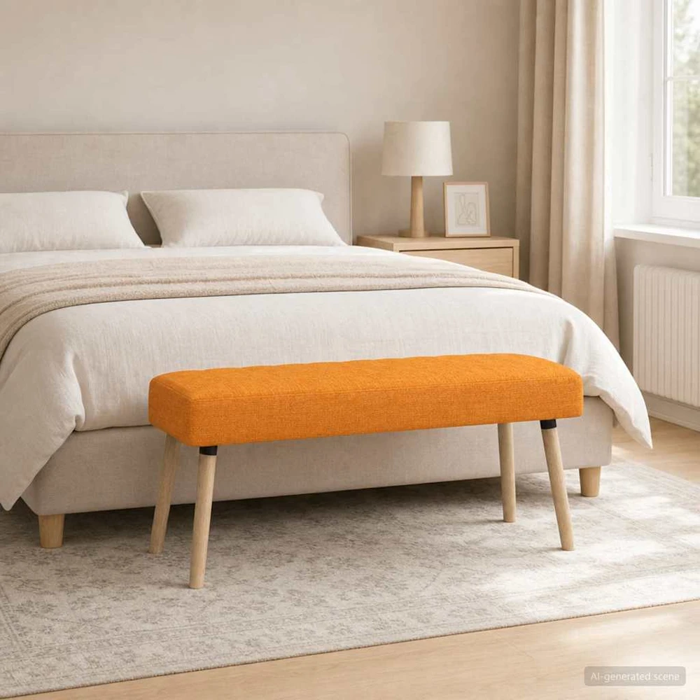 Kanalo paminkštintas suolas Tamsiai geltona 110 x 40 x 46 cm