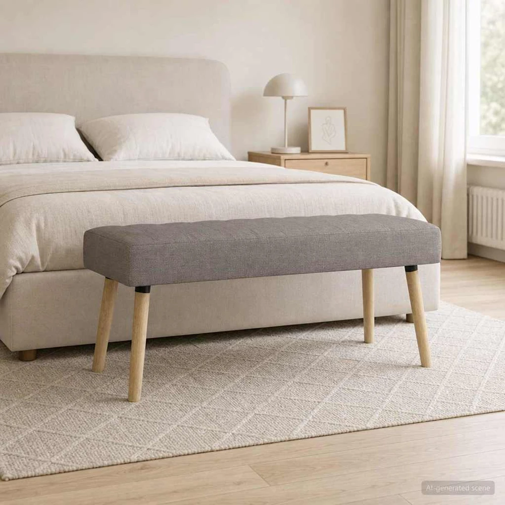 Kanalo paminkštintas suolas Taupe 110 x 40 x 46 cm Audinys