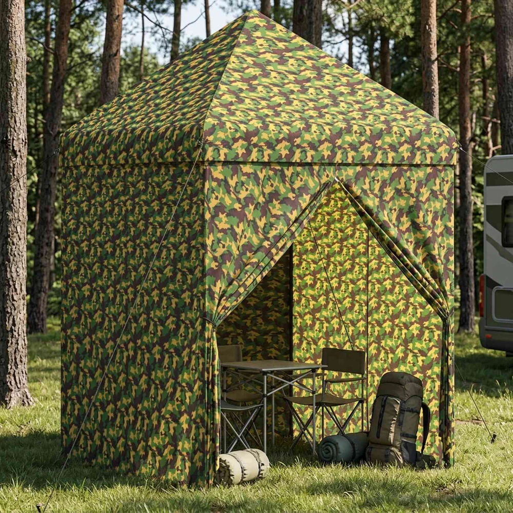 Kanopė su 4 šoninėmis sienelėmis 2 x 2 m Armijos kamufliažas