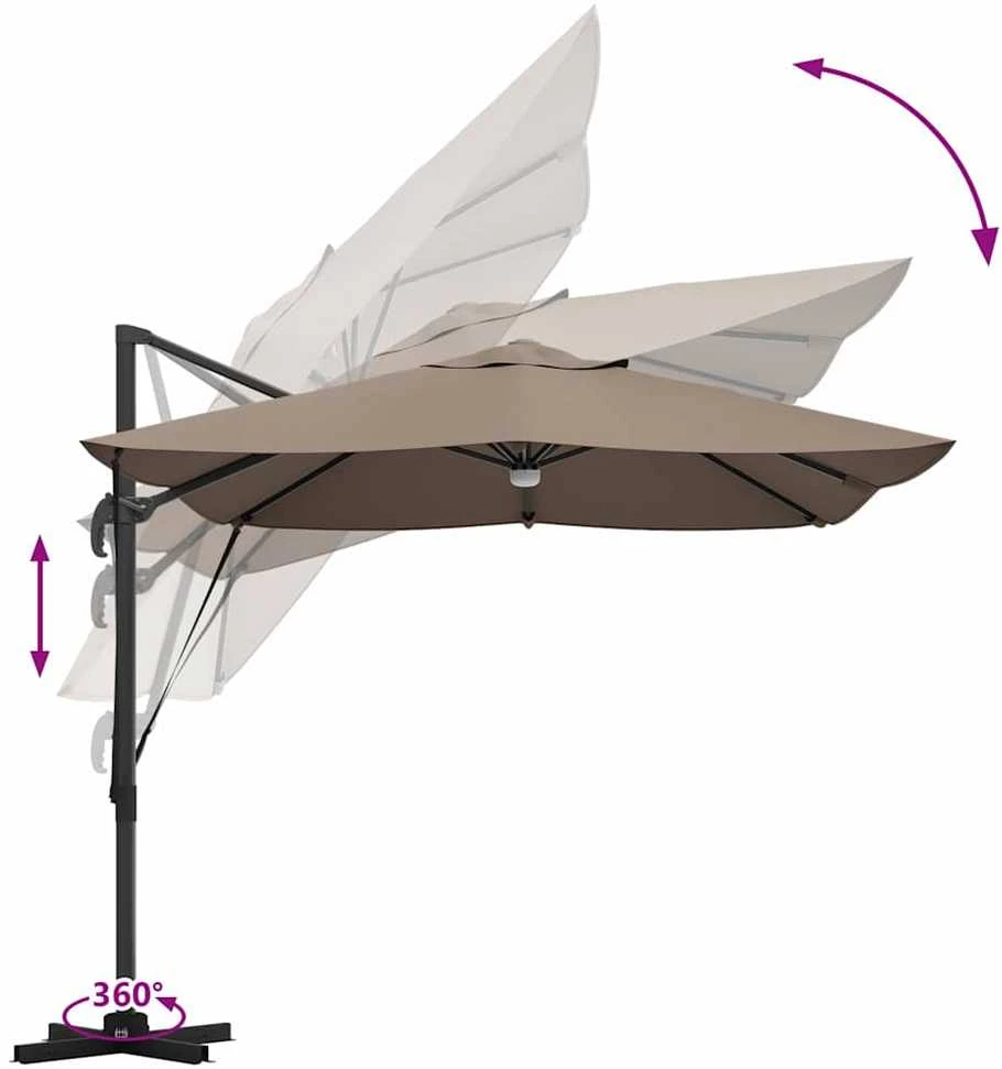Skėtis nuo saulės 351 x 250 x 253 cm Poliesteris ir aliuminis