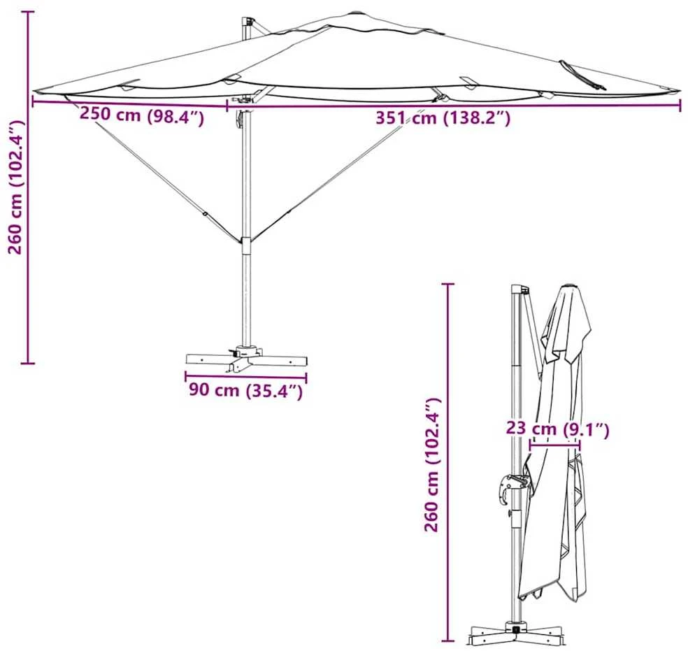 Skėtis nuo saulės 351 x 250 x 260 cm Poliesteris ir aliuminis